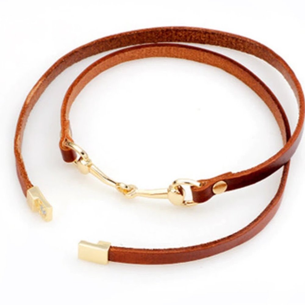 Bracelet-NEW- Leather Horse Snaffle Bit Equestrian - Picture 2 of 3